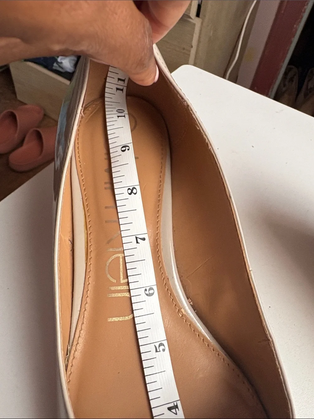 Calvin Klein Women's Beige Garya Patent Pointed-Toe Wedges